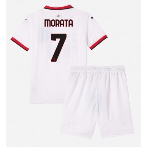 Billiga AC Milan Alvaro Morata #7 Bortatröja Barn 2024-25 Kortärmad (+ Korta byxor)